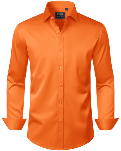 HOTJ.VER Men's Dress Shirts Solid Long Sleeve Stretch Wrinkle-Free Formal Shirt Business Casual Button Down Shirts