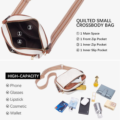 HOTBOSTANTEN Quilted Crossbody Bags for Women ＆ Small Wallet for Women Leather RFID Blocking Card Holder
