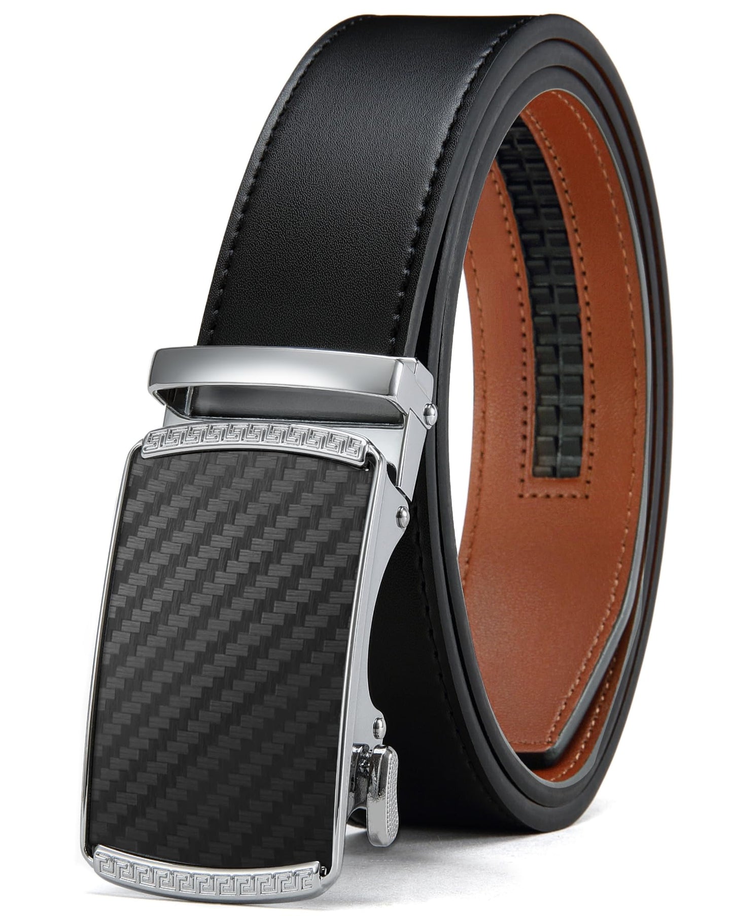 HOTCHAOREN Mens Belt Leather Ratchet Belt - Customizable Fit, Effortless Style (35mm)