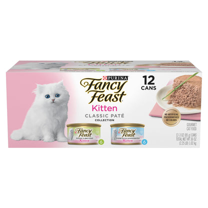 HOTPurina Fancy Feast Chicken and Beef Classic Pate Collection Grain Free Wet Cat Food Variety Pack - (Pack of 24) 3 Oz. Pull-Top Cans