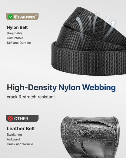 HOTFAIRWIN Men's Ratchet Belt, Nylon Tactical Belt, Adjustable Ratcheting Buckle for Golf Work Casual Outdoor Hiking Daily Wear