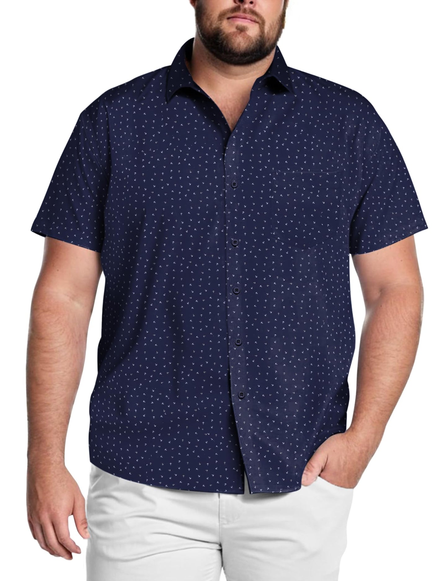 HOTCOOFANDY Big & Tall Shirts for Men Short Sleeve Button Down Casual Dress Shirts