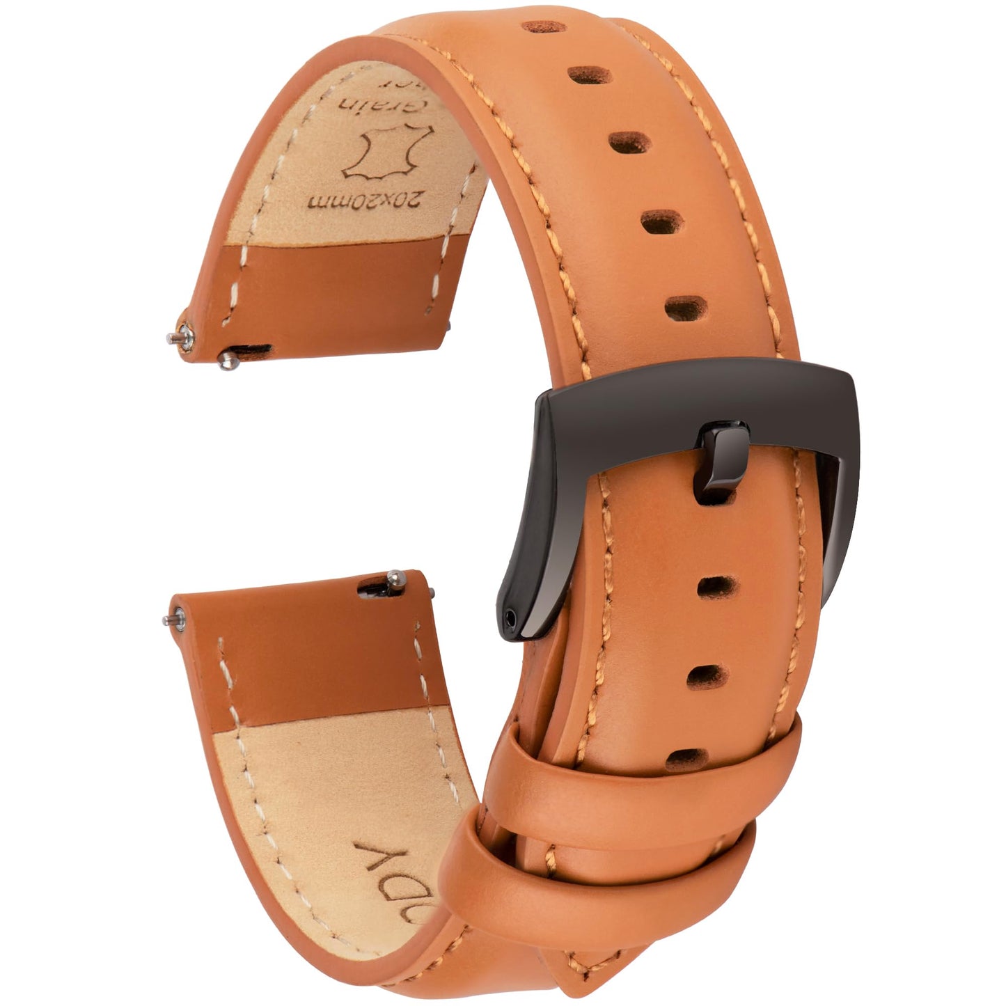 HOTOTTOODY Leather Watch Bands Quick Release, Elegant Top Grain Leather Watch Straps for Men & Women, Choice of Color & Width - 18mm, 19mm, 20mm, 21mm or 22mm Wristbands Bracelet for Watch & Smartwatch