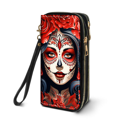 HOTWomen's Large Capacity Wallet PU Leather Double Zipper Clutch Purse Multifunctional Wallet with Removable Wristlet Strap for Smart Phone/Coin/Card/Cash, Floral Quotes Bible Verse Philippians 4-13