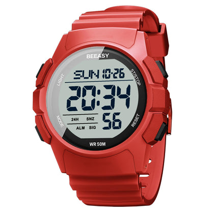 HOTBeeasy Mens Digital Sports Watch, 50M Waterproof 49mm Rubber Strap Mens Watches with Stopwatch, Countdown Timer, Alarm & Dual Time—Ideal for Sport, Gym, Running, Referee, School & Daily Wear