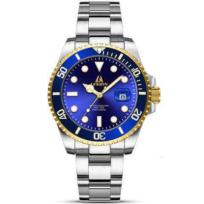 HOTLN LENQIN Mens Watches Stainless Steel Waterproof Analog Quartz Watch for Men with Date Luminous Fashion Wristwatch