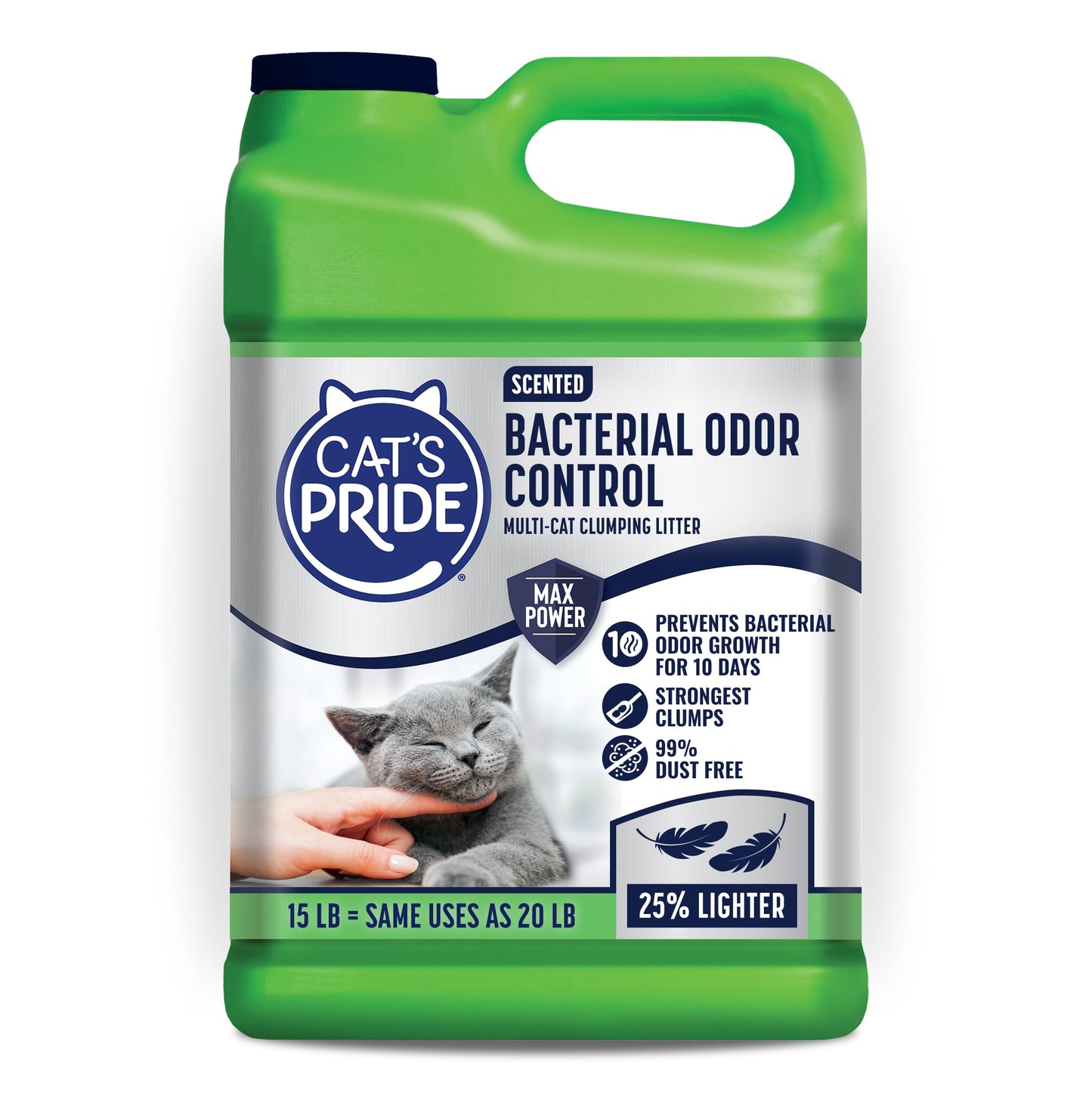 HOTCat's Pride Max Power: Total Odor Control - Up to 10 Days of Powerful Odor Control - Strong Clumping - Hypoallergenic - 99% Dust Free - Multi-Cat Litter, Unscented, 15 Pounds