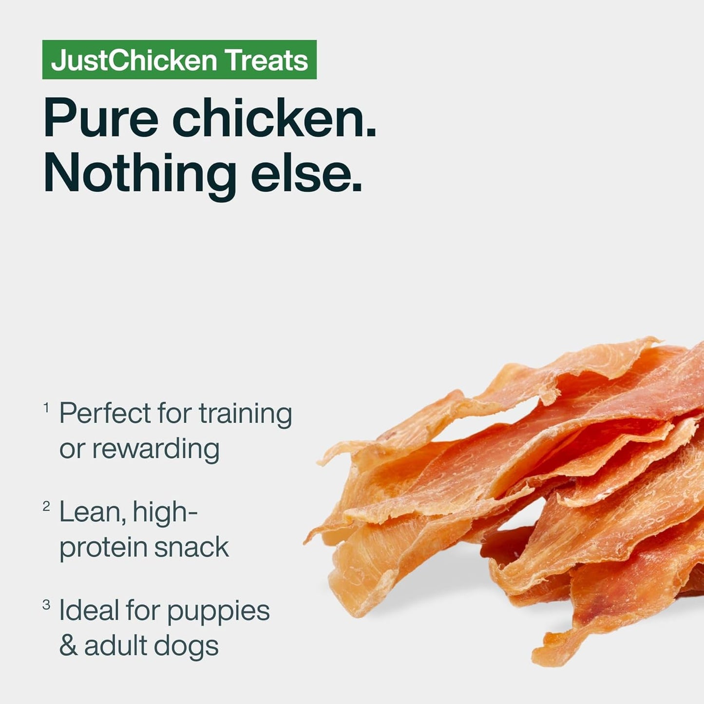 HOTJust Food for Dogs Single Ingredient Healthy Dog Treats and Dog Snacks, Jerky Treats, Human Grade, Preservative and Grain Free, Rawhide Free Chews, Low Calorie Treat - Chicken Breast, 5 oz