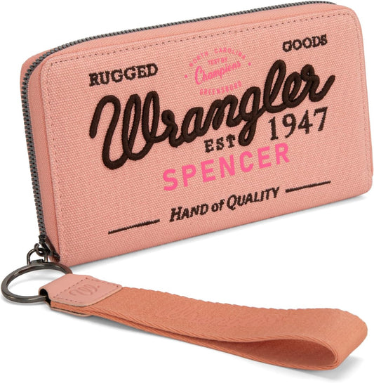 HOTMontana West X Wrangler Wristlet Wallets for Women Classic Retro Wallet Purse Bifold Credit Card Wallets for Women Oversized Logo Clutch Wristlet