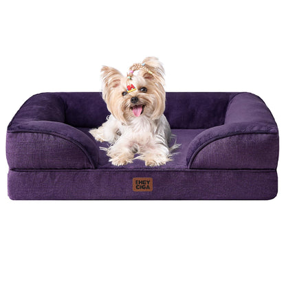 HOTEHEYCIGA Orthopedic Dog Beds for Extra Large Dogs 44x32Inch, Polyurethane Foam XL Pet Bed with Sides, Non-Slip and Egg-Crate Foam Big Dog Couch Bed with Washable Removable Cover, Grey