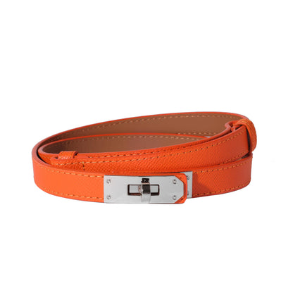 HOTOvekaut Women Skinny Leather Belt Solid Color Alloy Turn Lock Adjustable Waistband for Dresses Jeans Coats