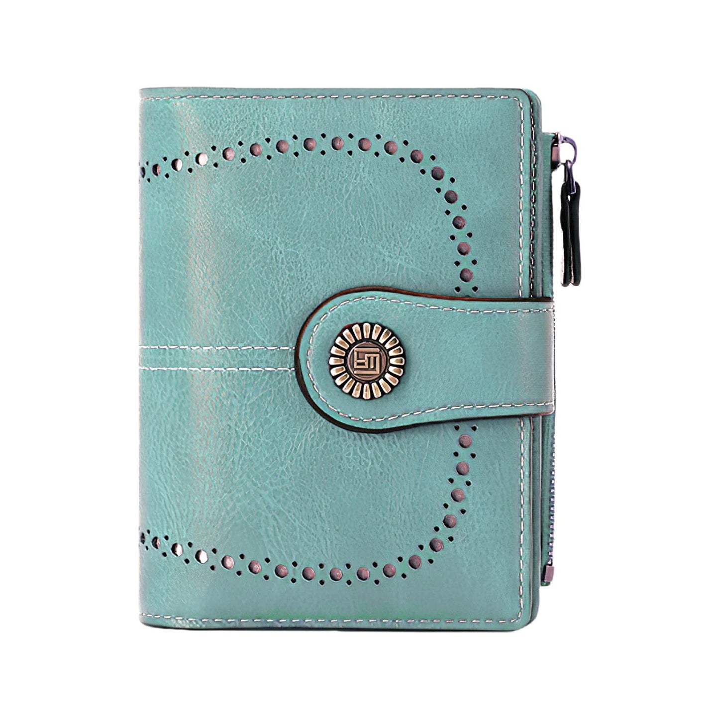 HOTWomens Wallet Leather Bifold Rfid Blocking Wallet Credit Card Holder Wallets for Women with Zipper Pocket Blue