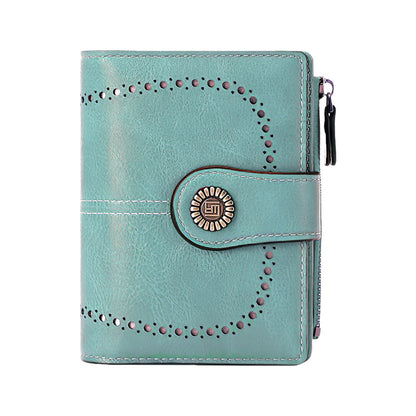 HOTWomens Wallet Leather Bifold Rfid Blocking Wallet Credit Card Holder Wallets for Women with Zipper Pocket Blue