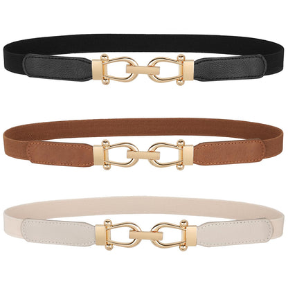 HOTJASGOOD Women Skinny Elastic Stretch Belt for Dresses Retro Ladies Waist Vintage Thin Belt