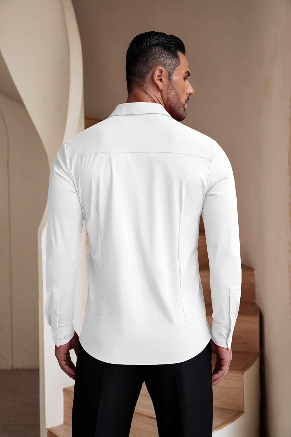 HOTCOOFANDY Men's Muscle Fit Dress Shirts Wrinkle-Free Long Sleeve Casual Button Down Shirts