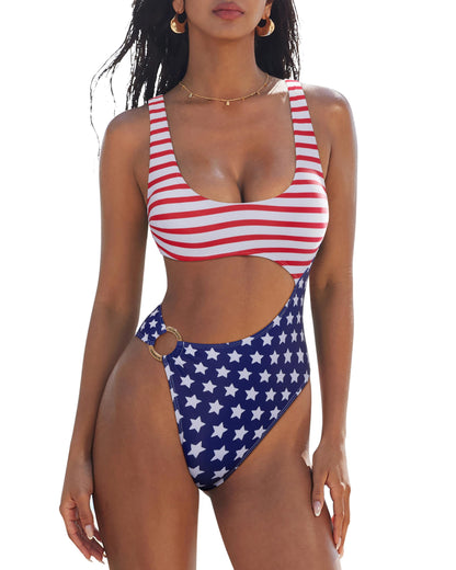 HOTSUUKSESS Women Sexy One Piece Tummy Control Swimsuit Cutout Backless Bathing Suit