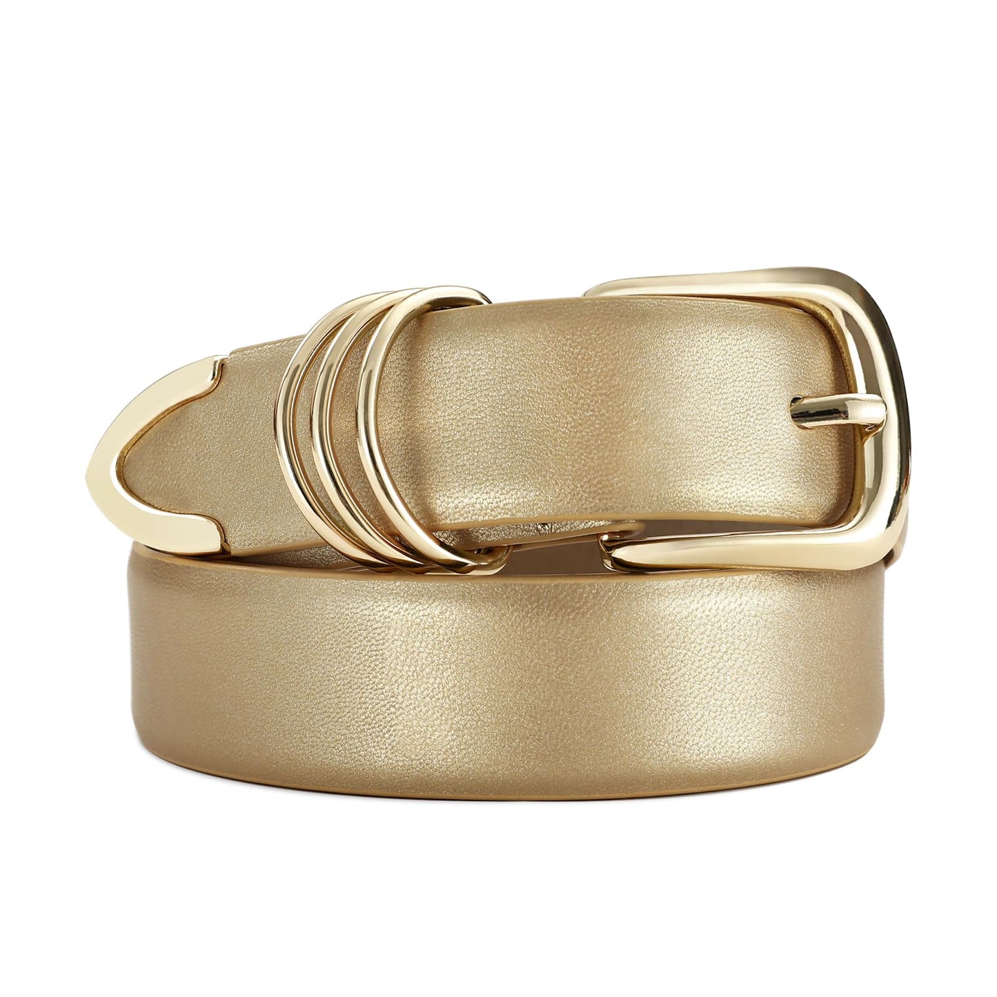 HOTRISANTRY Women's Leather Belts with Gold Buckle Fashion Leather Waist Belt Elegant Ladies Belts for Jeans Gifts for Women
