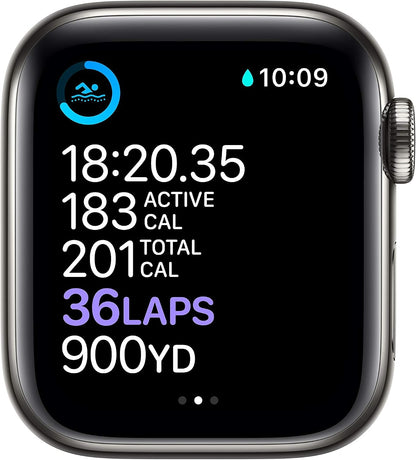 HOTApple Watch Series 6 (GPS + Cellular, 40mm) - Graphite Stainless Steel Case with Black Sport Band (Renewed)