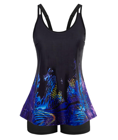 HOTArolina Tankini Swimsuits for Women Tummy Control Two Piece Bathing Suits Flowy Swim Tops with Boy Shorts