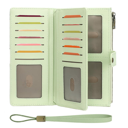 HOTGAEKEAO Womens Wallet RFID Blocking Large Capacity Vegan Leather Card Holder Wristlet Clutch with 32 Card Slots 4 ID Windows