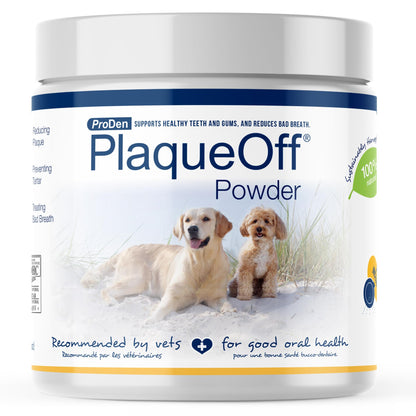 HOTProDen PlaqueOff Powder for Dogs - Dog Tartar and Plaque Remover - 60g | VOHC Accepted Dental Powder for Pet Oral Care - Supports Fresher Breath and Dental Hygiene - 100% Natural Kelp Formula