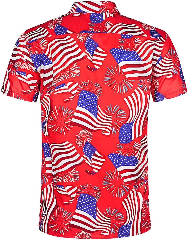 HOTuideazone Mens Funny Hawaiian Shirts 3D Graphic Button Down Short Sleeve Tropical Holiday Beach Aloha Shirt
