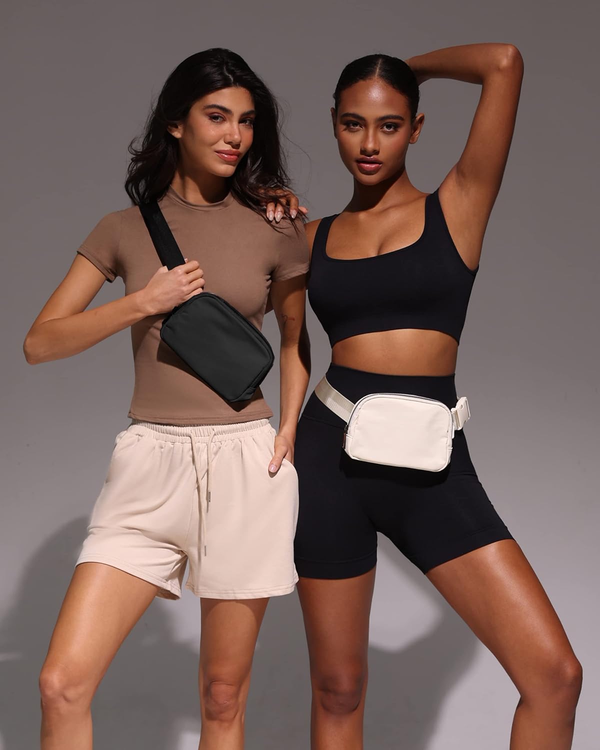 HOTYOSHUYUKI Fanny Pack Crossbody Bag Trendy Waterproof Small Sling Cross Body Purse for Women Men Fashion Waist Packs Mini Belt Pouch Chest Bum Hip Bag Lulu Dupes for Travel Vacation Running Black