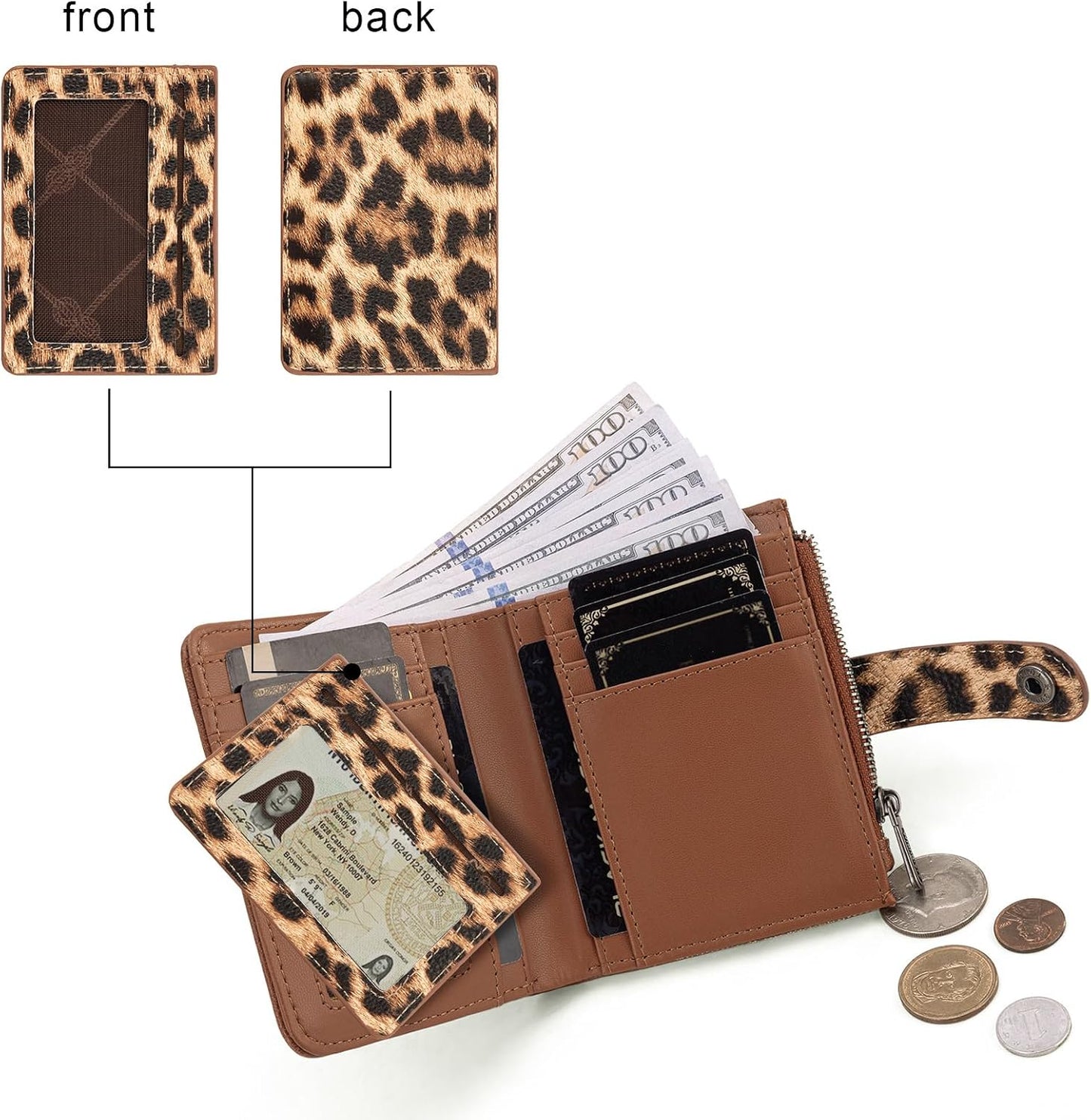 HOTMontana West X Wrangler Small Womens Wallet Leopard Print Women's Wallets, Card Cases & Money Organizers Small Bifold Card Wallet with Removable ID Window