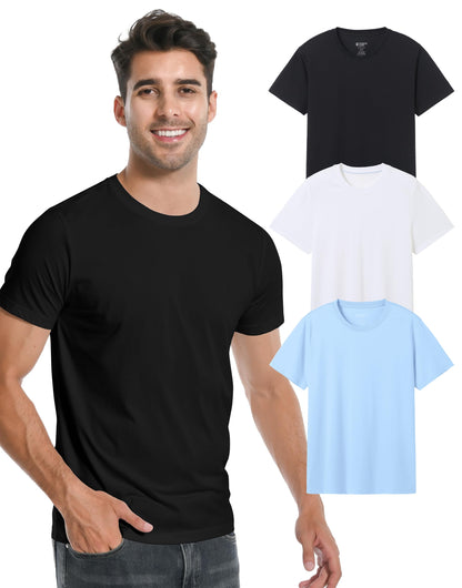 HOTPioneer Camp Mens Bamboo Shirts Ultra Soft Plain Tshirts for Men Cooling Crew Neck Casual Basic Tee Shirt Undershirt
