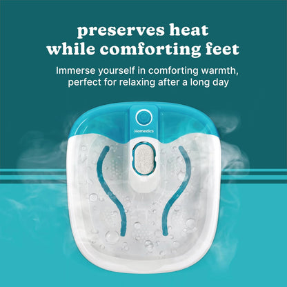 HOTHomedics Bubble Mate Foot Spa, Toe Touch Controlled Foot Bath with Invigorating Bubbles and Splash Proof, Raised Massage Nodes and Removable Pumice Stone