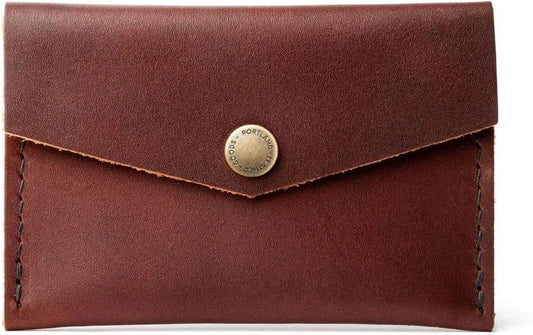 HOTPortland Leather Goods Mini Envelope Wallet for Women – Handmade from the Finest Full-Grain Hides – Features Two Interior Pockets with Secure Snap Closure – Cognac