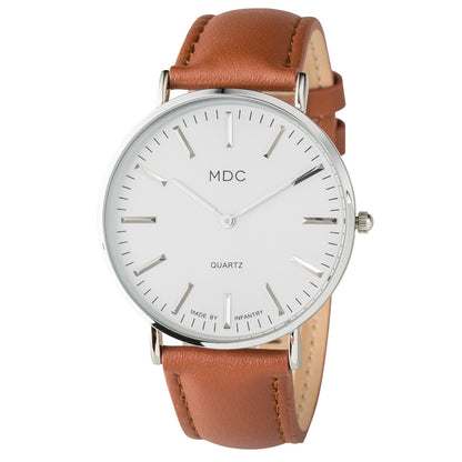 HOTInfantry MDC Mens Minimalist Dress Watch, Ultra Thin, Leather Band | 6.5mm Slim Case, Japanese Quartz, Business Casual Style, Easy Read Big Face, Gift Box for Him