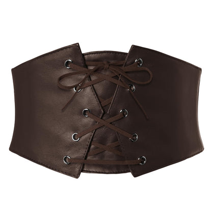 HOTGRACE KARIN Women's Elastic Wide Waist Belt Renaissance Pirate Corset Cinch Belt Cosplay Costume with Press Button