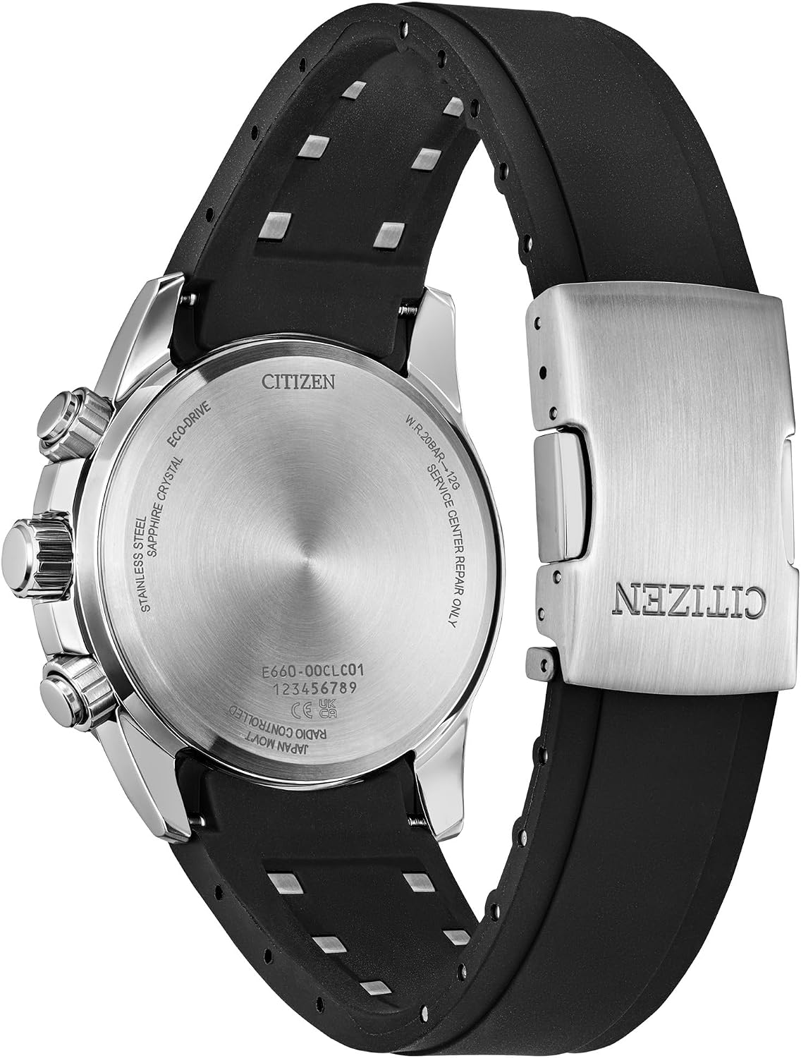 HOTCitizen Men's Eco-Drive Sport Luxury PCAT Watch, Stainless Steel & Polyurethane Strap, Chronograph, Atomic Timekeeping
