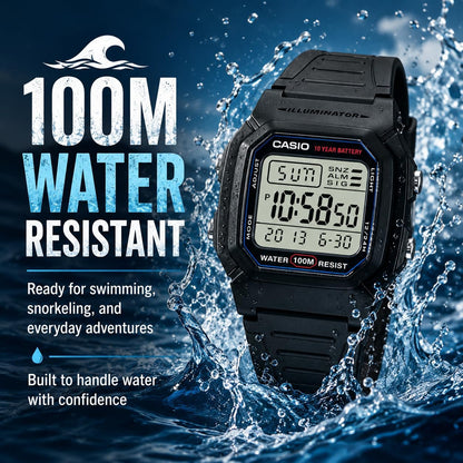 HOTCasio W800HG Series | Men’s Digital Watch | 100 Meter Water Resistance | Multi Function Alarm | 100 SEC Stopwatch | Auto Calendar | Countdown Timer | LED Light | Dual Time| 10 Year Battery