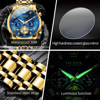 HOTOLEVS Watches Men Stainless Steel Chronograph Watch Luxury Big Face Man Dress Watches Waterproof Roman Numeral Analog Quartz Men Wrist Watch Diamond Relojes para Hombre(Silver/Black/Gold/Red/Blue)