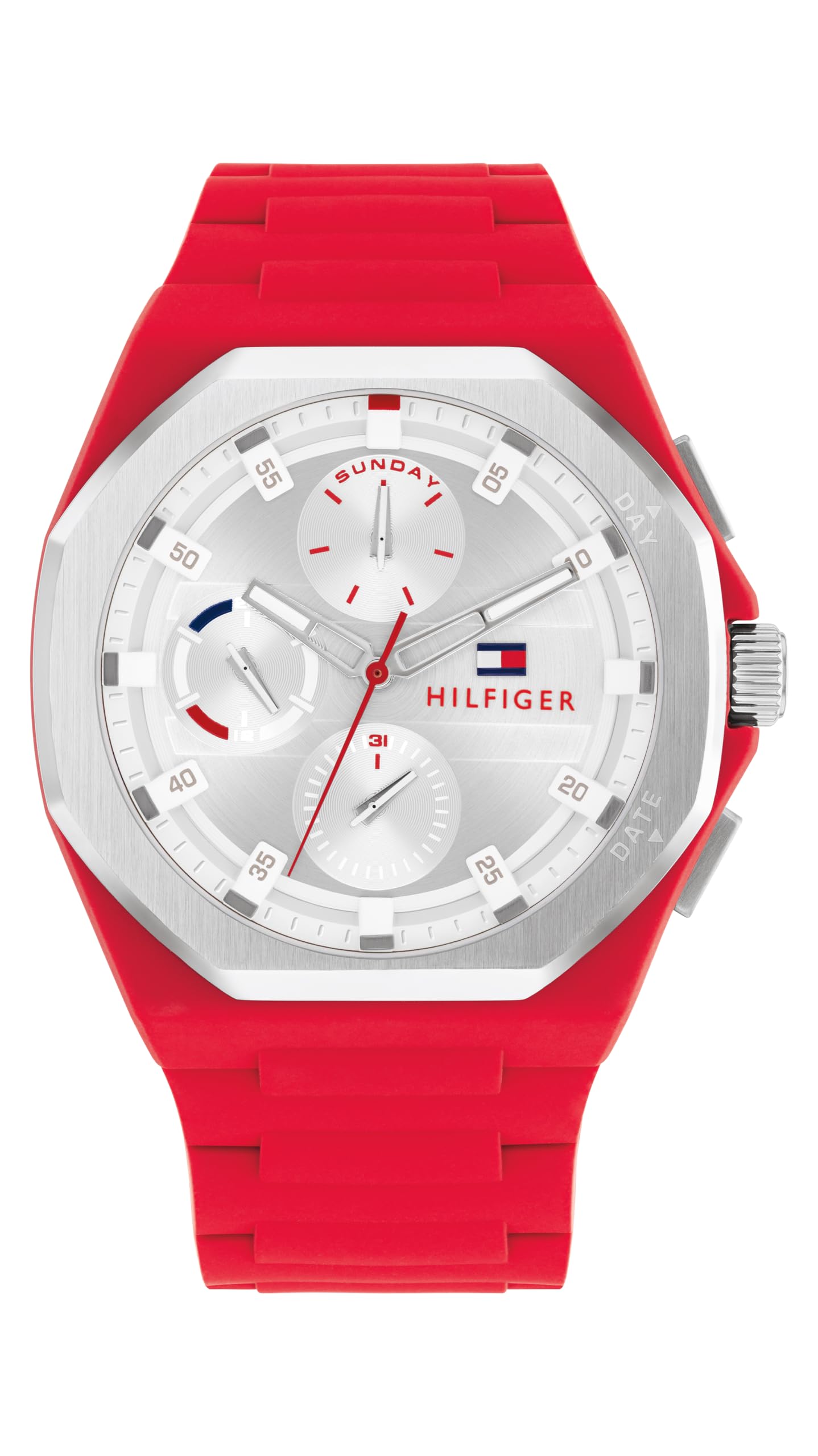 HOTTommy Hilfiger Mens Sporty Watch - Multifunction Silicone Wristwatch - Water Resistant up to 5 ATM/50 Meters - Premium Fashion Timepiece for All Occasions - 44 mm