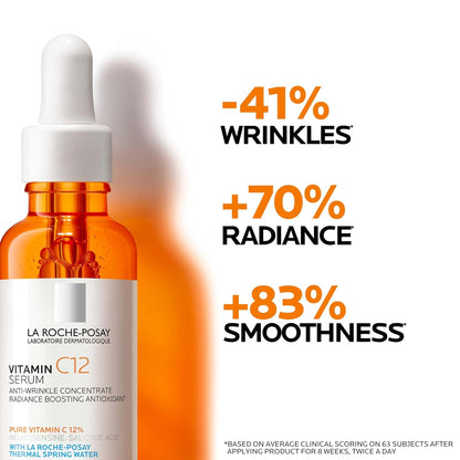HOTLa Roche-Posay Vitamin C Serum for Face with Salicylic Acid, 1oz | Hydrating and brightening serum featuring hyaluronic acid that helps boost radiance and reduce wrinkles. Paraben free.