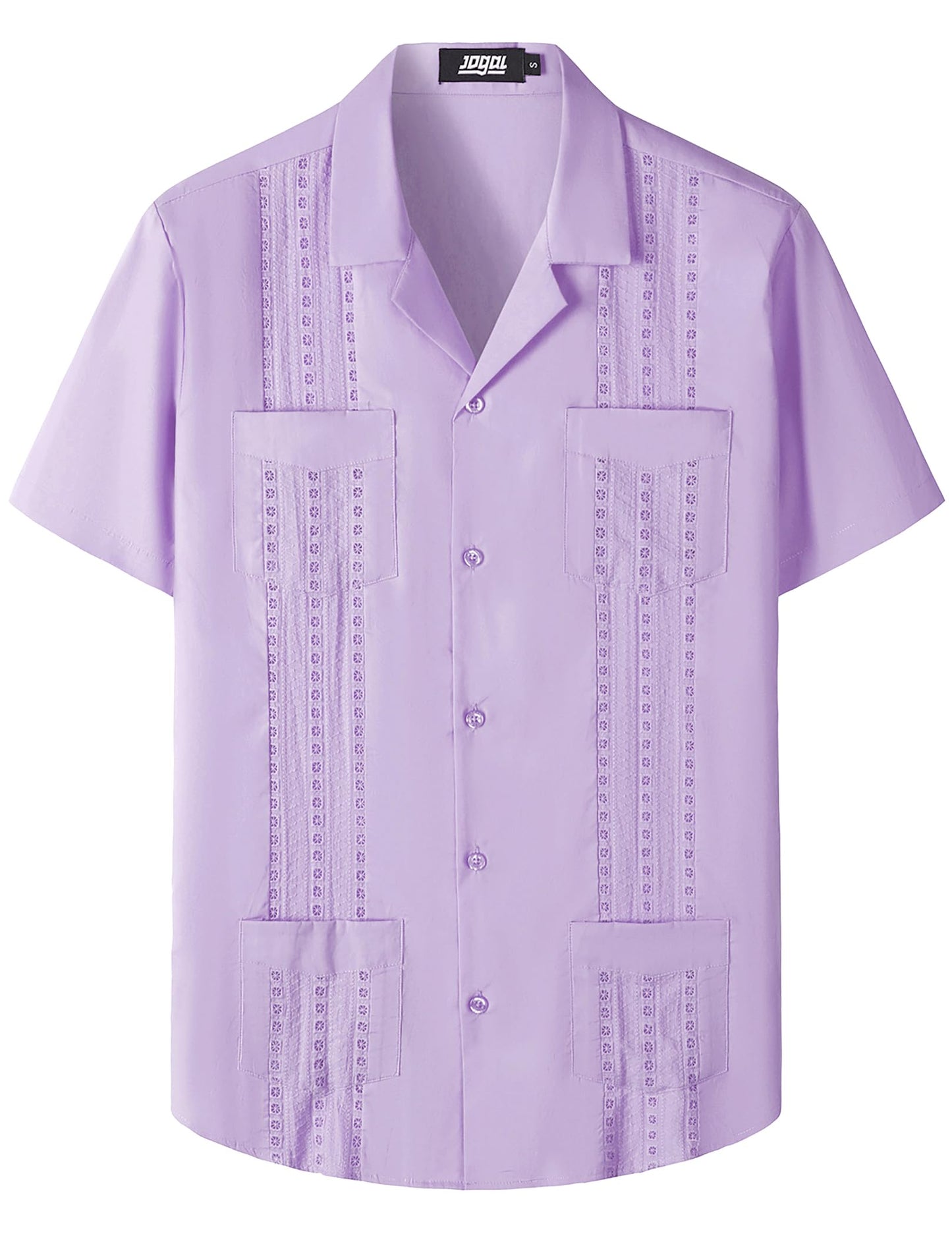 HOTJOGAL Mens Guayabera Shirts Cuban Short Sleeve Casual Button Down Beach Shirt
