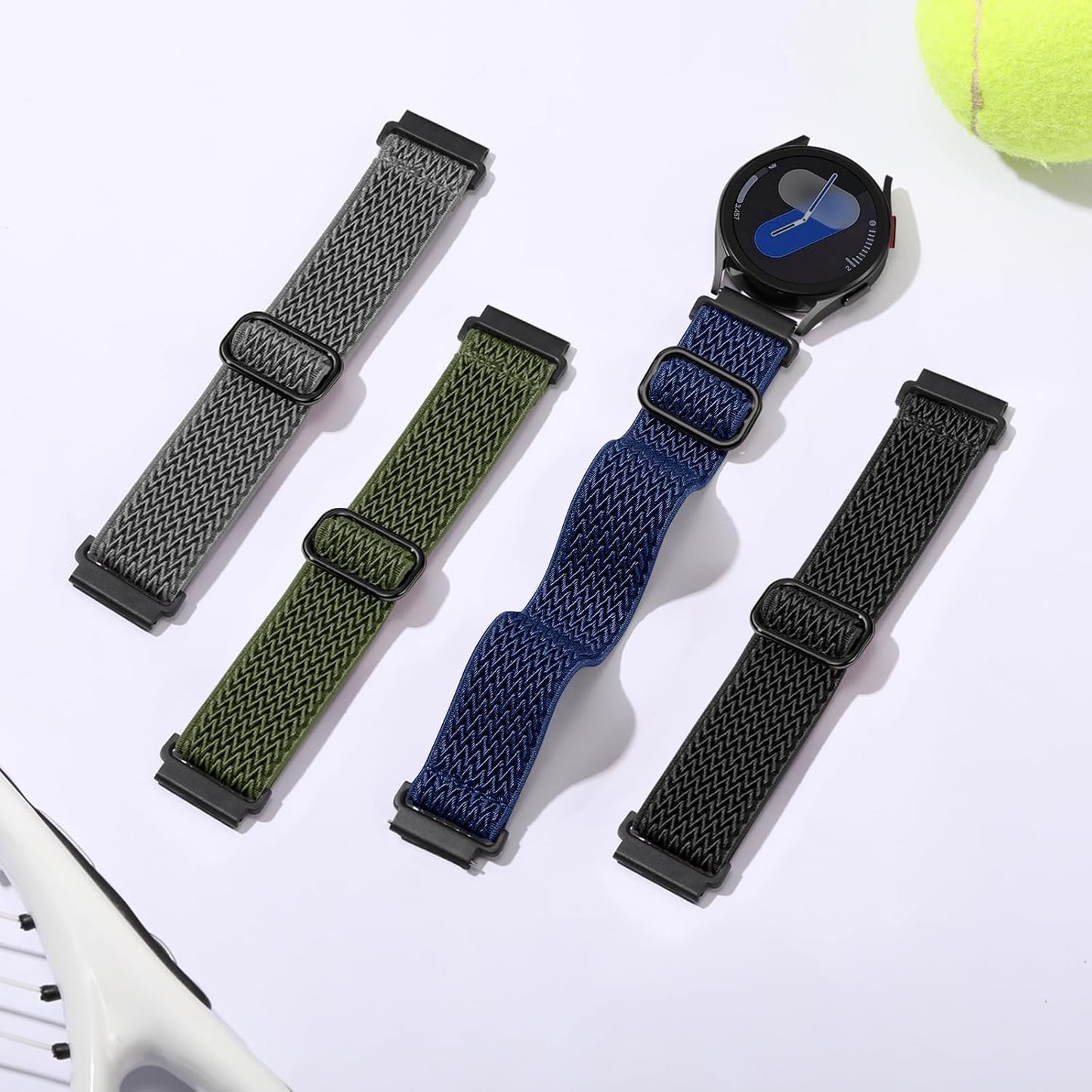 HOTEasuny 4 Pack Elastic 22mm 20mm 18mm Watch Band Compatible with Garmin Vivoactive 5/6 Watch Bands, Venu 3/4, Sport Quick Release Replacement Strap for Venu 3S/2S, Forerunner 165/265/255/55 Men Women