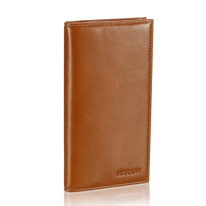 HOTHISCOW Slim Leather Checkbook Cover for Personal Checks | Full grain cowhide, transaction register & check book pockets, removable duplicate divider, durable stitching, gifts for men