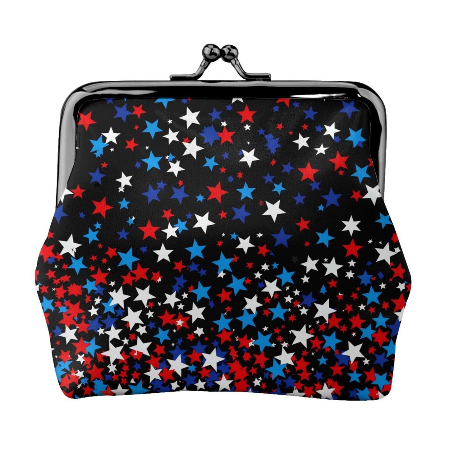 HOTRed White Blue Stars and Stripes American Flag Leather Coin Purse Compact Pouch Card Holder Wallet for Women Daily Use Travel Gifts