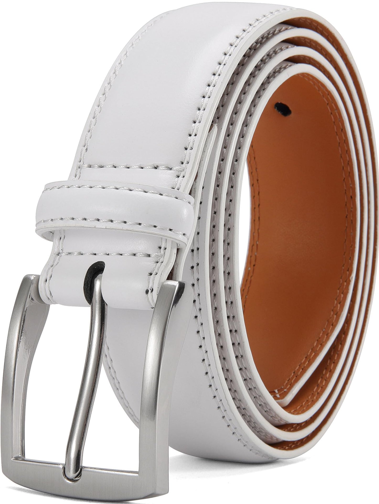 HOTDOOPAI Mens Dress Belt - Genuine Leather Dress Belts For Men,Casual Suit Jeans Belt-Single Prong Buckle black belt