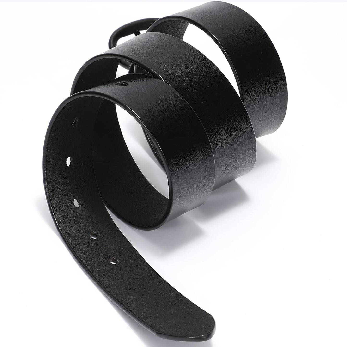 HOTWHIPPY Women Leather Belt for Jeans Pants Dresses Black Ladies Waist Belt with Pin Buckle