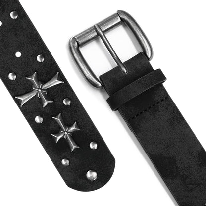 HOTblu&ben Studded Belt for Women, Y2K Punk Rock Belts with Metal Cross Rivet | Emo Stud Waistband for Jeans Pants, Gothic Grunge Strap for Men