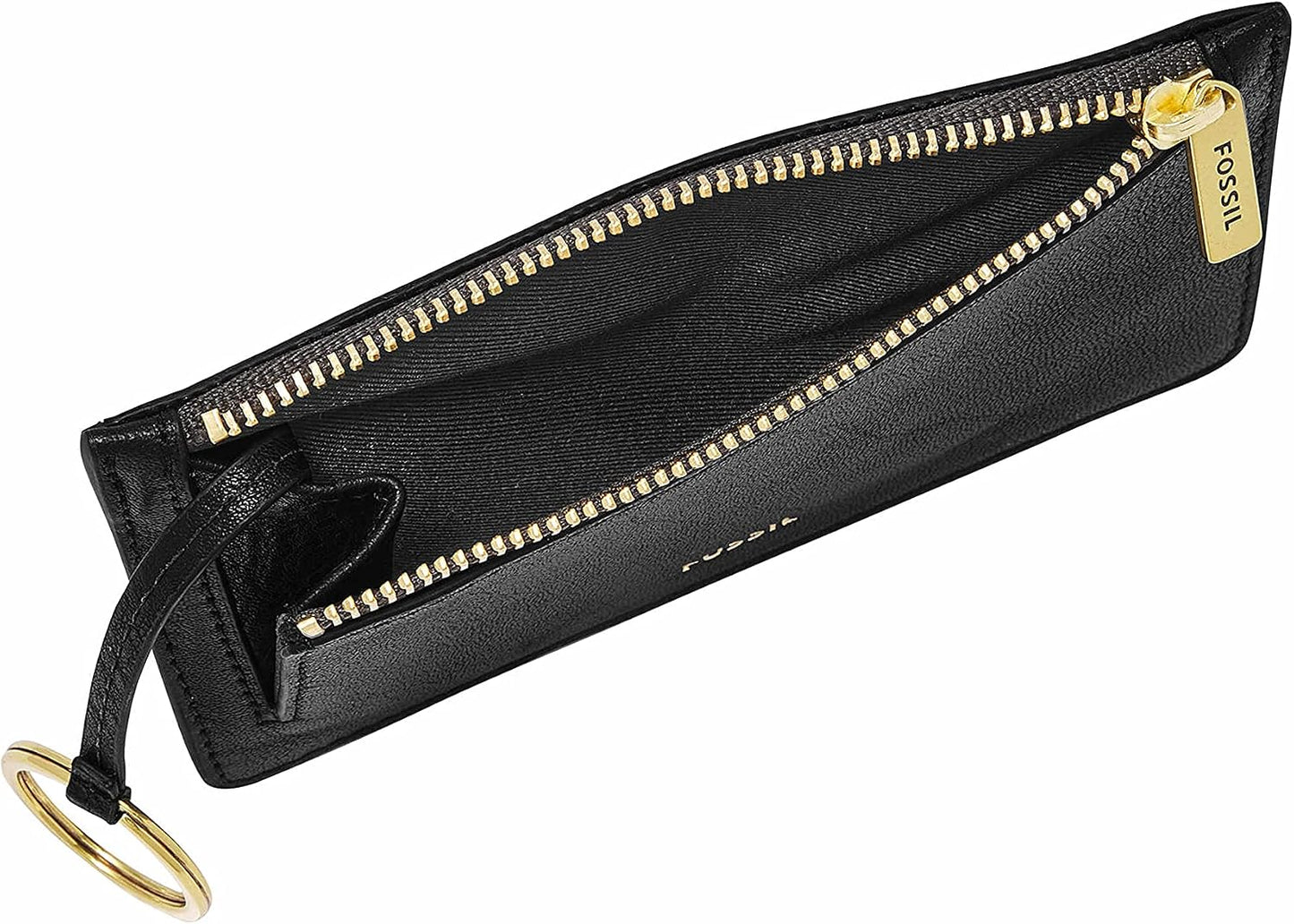 HOTFossil Women's Logan RFID-Blocking Leather Zip Around Card Case Wallet with Keychain