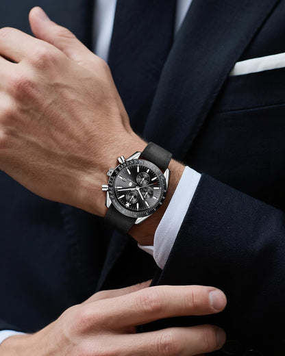 HOTBENYAR Watch for Men Analog Quartz Chronograph Waterproof Luminous Designer Mens Wrist Watches Business Work Sport Casual Dress Watch with Silicone Strap Elegant Gifts for Men