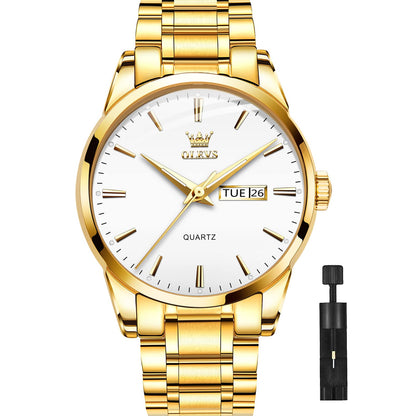 HOTOLEVS Classic Men Watches with Date,Stainless Steel Man Watch with Date, Bussiness Watches for Men,Luminous Quartz Mens Watches Black/White/Blue/Gold, Waterproof Male Watch with Week