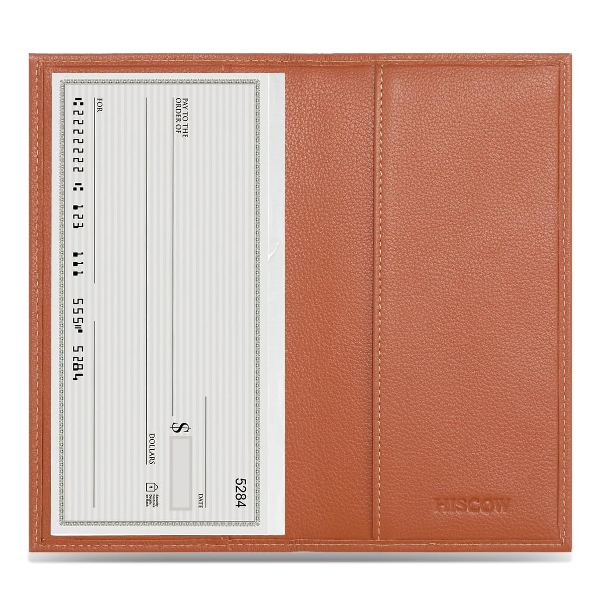 HOTHISCOW Slim Leather Checkbook Cover for Personal Checks | Full grain cowhide, transaction register & check book pockets, removable duplicate divider, durable stitching, gifts for men