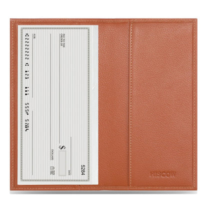 HOTHISCOW Slim Leather Checkbook Cover for Personal Checks | Full grain cowhide, transaction register & check book pockets, removable duplicate divider, durable stitching, gifts for men
